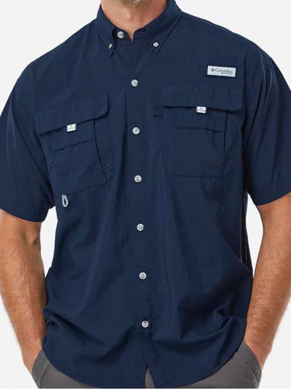 Columbia Men's PGF Bahama II Blue short Sleeve Fishing Shirt Size 2X